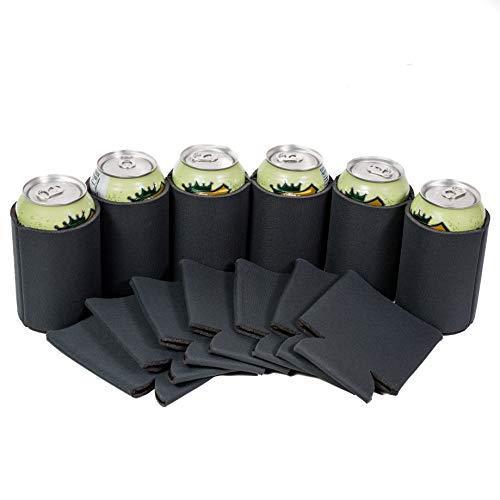 QualityPerfection 100 Black Party Drink Blank Can Coolers(12,25,50,100,200 Bulk Pack) Blank Beer,Soda Coolies Sleeves | Soft,Insulated Coolers | 30 Colors | Perfect For DIY Projects,Holidays,Events
