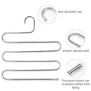 Elover Pants Hangers [4 Pack] S-Type Stainless Steel Multi Layers Jeans Hangers, Multi-Purpose Closet Storage Organizer for Pants Jeans Tie Scarf Towel Clothes, Space Saving Storage Rack
