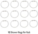 SlipX Solutions White Premium Plastic Shower Rings Provide Effortless Gliding on Standard Shower Rods (Set of 12, Easy Snap Closure, BPA-Free Plastic)