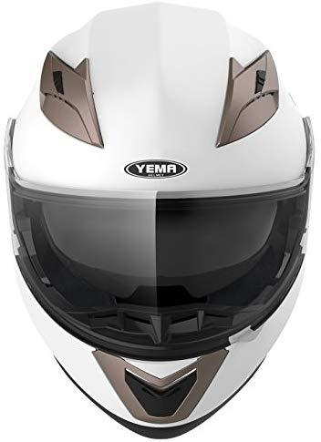 YEMA Helmet Unisex-Adult Motorcycle Racing Modular DOT Street Helmet (White, S)