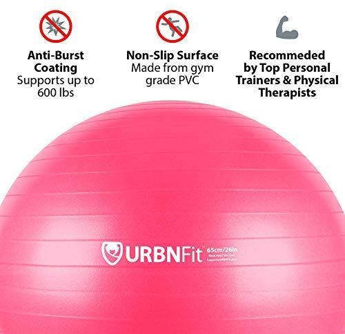 URBNFit Exercise Ball (Multiple Sizes) for Fitness, Stability, Balance & Yoga - Workout Guide & Quick Pump Included - Anti Burst Professional Quality Design