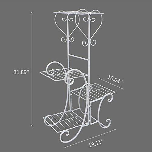 Moutik Corner Metal Flower Holder Racks 4 Tier Shelves for Indoor Outdoor Plant Flower Stand Rack Shelf for Multiple Plants,Black