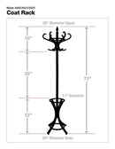 Headbourne 8000 Floor Standing Hat and Coat Rack with Umbrella Stand, Wood with Dark Walnut Paint Finish