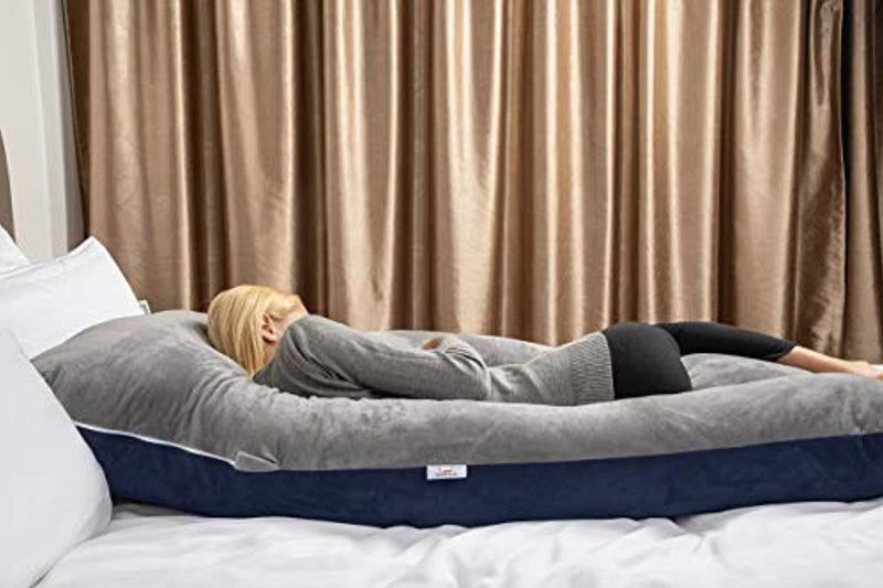 QUEEN ROSE Unique Full Body Pregnancy Pillow with Total Body Support,Removable Cover,Blue and Gray by Unknown