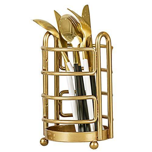 Paper Towel Holder Countertop, TY Storage Metal Standing Simply Tear Roll Holder, Fits Standard and Jumbo-Sized Rolls for Kitchen Countertop, Golden