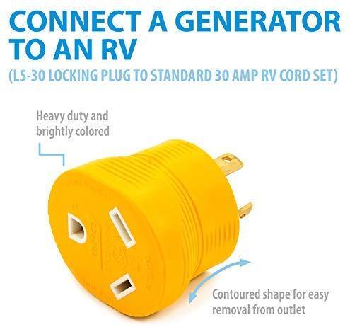 Camco Heavy Duty RV Auto PowerGrip Adapter- Contoured Shape For Easy Grip and Removal (15M, 30 Amp, 125 V, 1875 W) (55223)