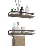 SODUKU Floating Shelves Wall Mounted Storage Shelves for Kitchen, Bathroom,Set of 2 Brown