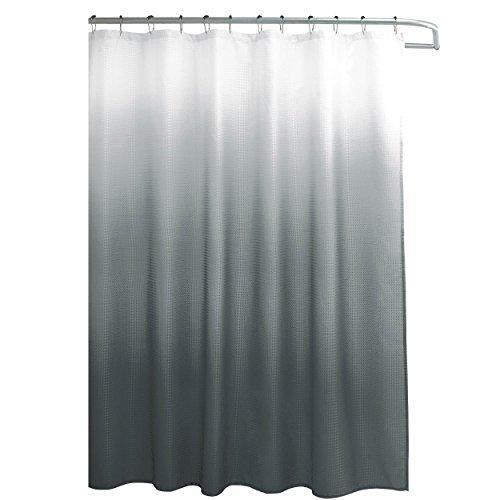 Creative Home Ideas Ombre Textured Shower Curtain with Beaded Rings, Dark Grey