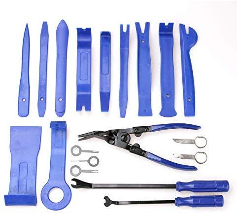 19Pcs Trim Removal Tool,Car Panel Door Audio Trim Removal Tool Kit, Auto Clip Pliers Fastener Remover Pry Tool Set with Storage Bag