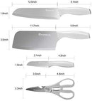 POENSCAE Kitchen Knife Set，Stainless Steel Knife Set with Block, 5 Piece Block Knife Set with Germany Stainless Steel Forged