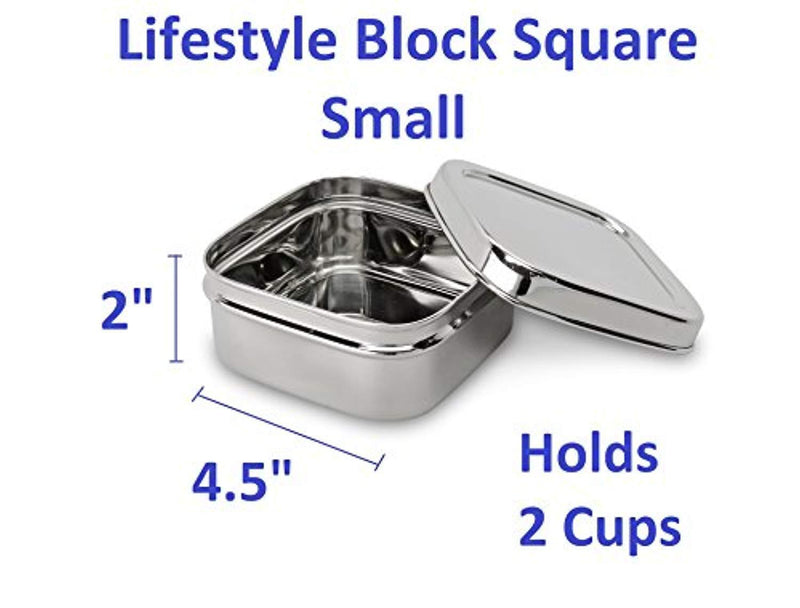 Lifestyle Block Eco-Friendly Stainless Steel Snack Container - Small