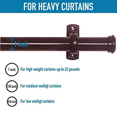 RHF Curtain Rods 72 to 144-1" Curtain Rod with Cap, Curtain Rod for Windows 66 to 120, Hanging Curtain Rod&Wall Mount with Brackets, Outdoor Curtain Rod, Curtain Rods for Windows 72 to 144-Inch: Black