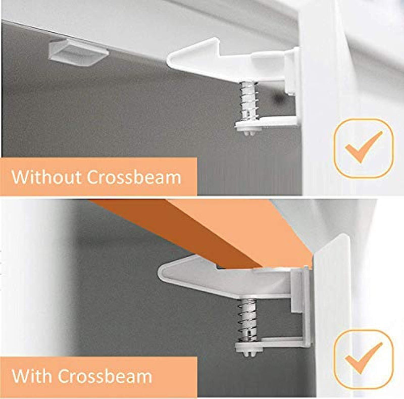 Cabinet Locks Child Safety Latches - 12 Pack Baby Proofing Cabinets Lock and Drawers Latch Invisible Design,Easy Adhesive,No Tools or Drilling Needed for Drawers,Cabinets,Closets