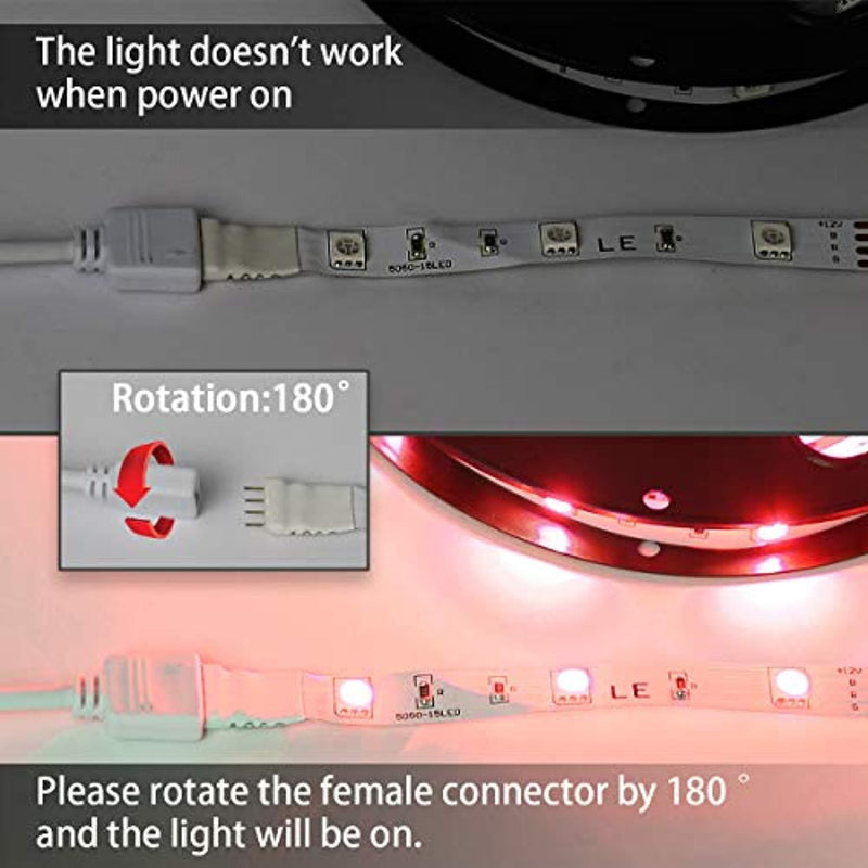 LE RGB LED Light Strip Kit, Color Changing 12V LED Tape Light, 150 Units 5050 LEDs, Non-Waterproof, Remote Controller and Power Adaptor Included, Pack of 16.4ft/5m