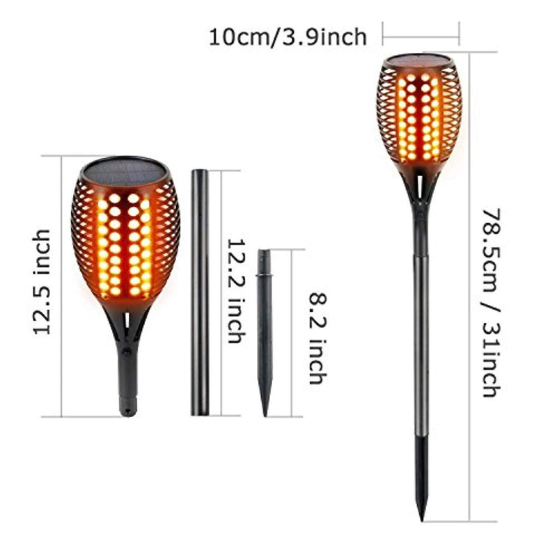 Solar Lights Outdoor Waterproof Dancing Flickering Flames Torches Lights 96 LED Landscape Decoration Lighting Dusk to Dawn Auto On/Off Solar Security Spotlight for Garden, Patio, Yard, Driveway-2 Pack