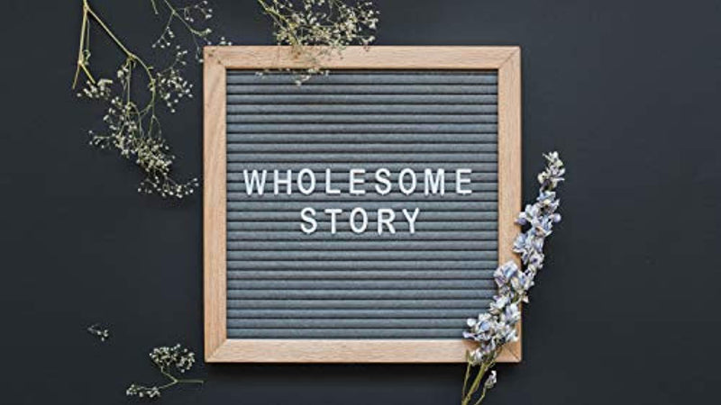 Gray Felt Letter Board - 10x10 Wooden Oak Frame with Wall Mount - 346 Changeable White Alphabet Letters, Numbers, and Emojis - Farmhouse Decor, Vintage, Rustic Sign - Gift Ready Packaging (Gray) BY Wholesome Story