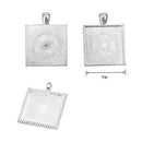 Miraclekoo 20 Set Silver Plated Round Bezel Pendant Trays with Glass Dome Tiles Cabochon 25 mm Blanks Cameo Bezel Cabochon Settings