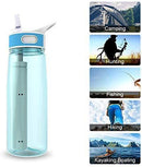 Water Bottle with Filter BOTTLED JOY 25oz BPA Free with Replaceable 2-Stage Water Filter Straw Hollow Fiber Membrane Reusable for Hiking Camping Backpacking Hunting Fishing Emergency Survival