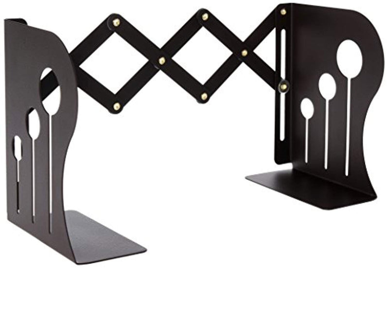 Office Square Decorative Metal Bookends - Heavy Duty & Adjustable Modern Design with Non-Skid Base