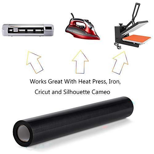 Heat Transfer Vinyl 12" x 10' Feet Rolls, PU HTV Bundle by Somolux for Cricut and Silhouette Cameo Easy to Cut & Weed, DIY Heat Press Design for T-Shirt, Clothes, Hats and Other Textiles (Black)