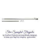 Flag Pole - 6 Foot Silver Brushed Aluminum No Tangle Spinning Flagpole with Silver Globe Built Tough and Beautiful to Fly Grommeted or Sleeve Flags Proudly in Residential House or Commercial Settings
