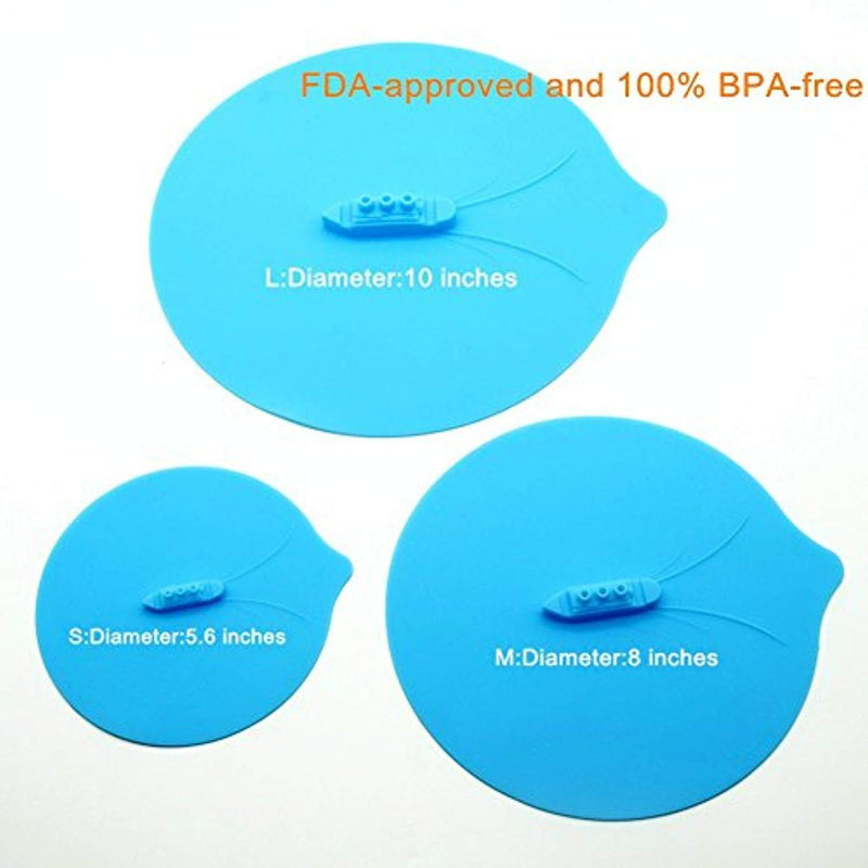 Silicone Bowl Lid, Set of 3 Reusable Steam Suction Seal Cover for Bowl, Pot, Cup - Safe in Dishwasher Microwave - Keep Food Fresh and Safe - Spill Stopper - Heat-resistant Silicone - BPA free