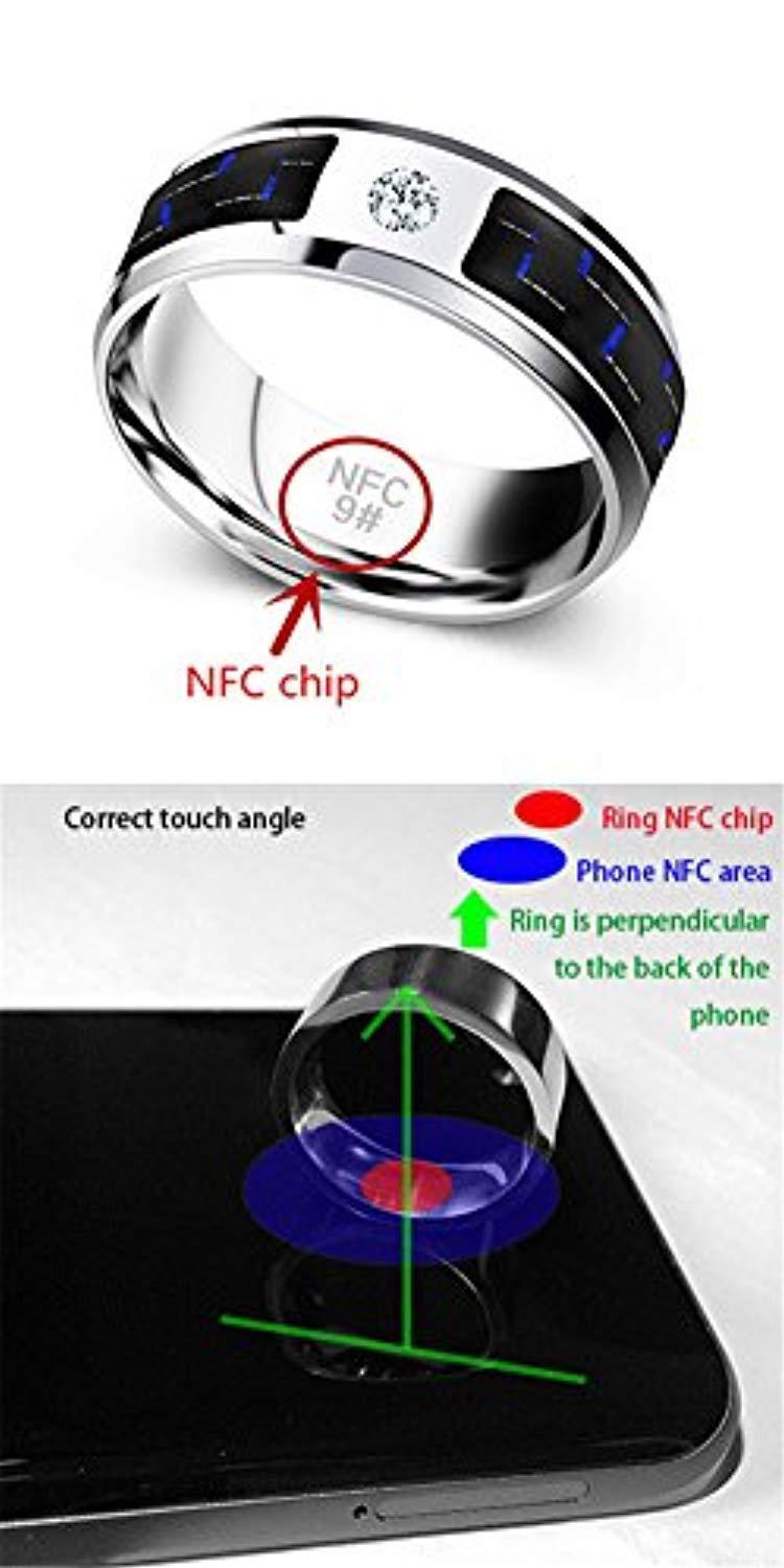 Multifunctional NFC Smart Ring,Magic Wearable Universal Wear Finger Digital Ring for Android Windows Mobile Phone(Size 11)