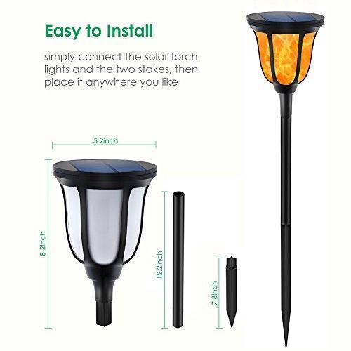 TomCare Solar Lights Solar Torches Lights Waterproof Flickering Flames Torches Lights Outdoor Solar Powered Path Lights Dancing Flame Lighting Dusk to Dawn Auto On/Off for Garden Patio Yard(2)