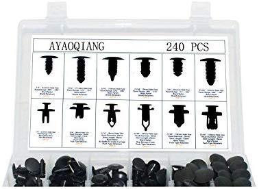 240 Pcs Push Retainer Kit and Free Fastener Remover,Assortment Universal Retainer Clips Push Type Retainers Set in Case Fits For GM Ford Toyota Honda Chrysler