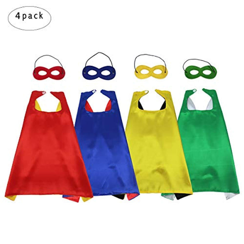 Kids Dress Up Costumes For Girls Super Hero Capes And Mask Set of 4 Party Favor