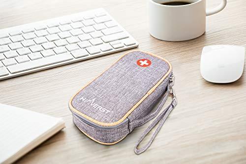 Hiverst Insulated Epipen Carrying Case Insulin Diabetic Travel Supplies with 2 Medical Alert Epipen Inside Key Tag & 2 Ice Pack Allergy Kids Cooler Medical Travel Organizer