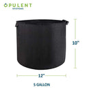 OPULENT SYSTEMS 5-Pack 5 Gallon Grow Bags Heavy Duty Aeration Fabric Growing Bag Thickened Nonwoven Fabric Containers for Potato Plant Pots with Handles (Black)