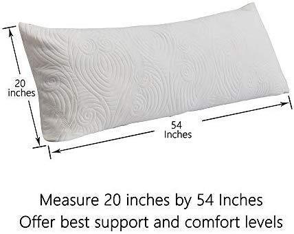 DOWNCOOL Memory Fiber Filling Body Pillow- Removable Zippered Bamboo Outer Pillow Cover- Breathable Hypoallergenic Bed Pillow for Long Side Sleeper- 20 x 54 inch