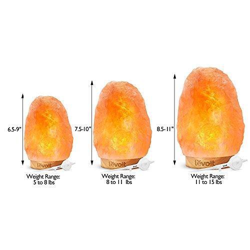 Levoit Kana Himalayan/Hymilain Sea, Pink Crystal Salt Rock Lamp, Night Light, Real Rubber Wood Base, Dimmable Touch Switch, Holiday Gift (ETL Certified, 2 Extra Bulbs),