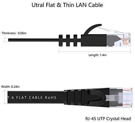 Lovicool Cat 6 Ethernet Patch Cable 100 ft Black, 4-Pair UTP Flat Networking Patch LAN Cable Ethernet Cords Network Wire Speed up to 250MHz with RJ45 Connectors 30m