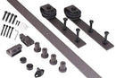 TMS 5 FT Country Antique Dark Coffee Steel Sliding Barn Wood Door Hardware Track Set