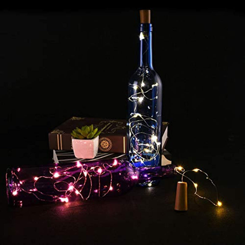 LEDIKON 20 Pack 20 Led Wine Bottle Lights with Cork,3.3Ft Silver Wire Warm White Cork Lights Battery Operated Fairy Mini String Lights for Wedding Party Wine Liquor Bottles Crafts Christmas Decor