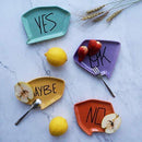 Bico Yes No Maybe Ok Ceramic Appetizer Plates Set of 4, Microwave & Dishwasher Safe, For Dessert, Fruit, Cookie
