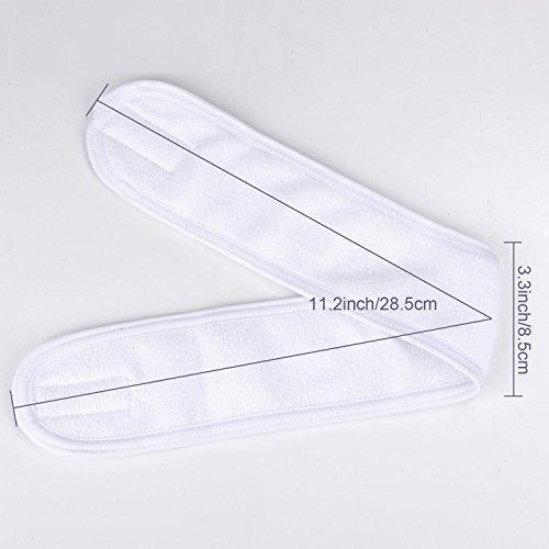 Spa Facial Headband Whaline Head Wrap Terry Cloth Headband 4 counts Stretch Towel with Magic Tape for Bath, Makeup and Sport (White)