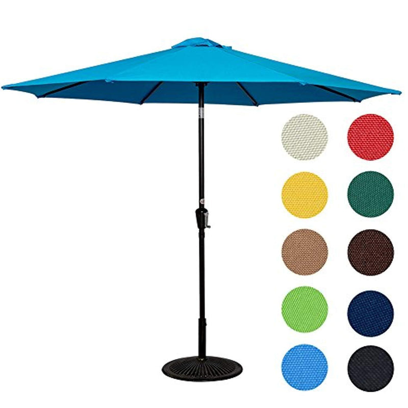 Sundale Outdoor 10 Feet Aluminum Market Umbrella Table Umbrella with Crank and Push Button Tilt for Patio, Garden, Deck, Backyard, Pool, 8 Steel Ribs (Lake Blue)