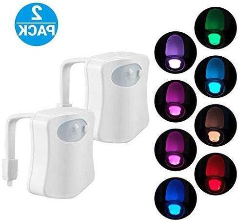 TekSky 2-Pack 16-Color Toilet Night Light, Motion Sensor LED Toilet Bowl Nightlight with IP67 Waterpfroof Design, Perfectly for Bathroom and Gift Idea