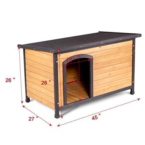 Tangkula Wooden Dog House Outdoor & Indoor Large Pet Shelter Pet House Home Extreme Weather Resistant Wood Log Cabin Dog House 2 Size Adjustable Feet (M/L)