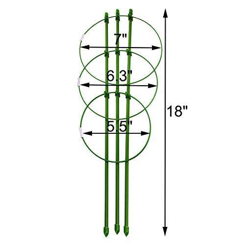 Sunnyglade Plant Support Cages 18 Inches Plant Cages with 3 Adjustable Rings, Pack of 3 (18")