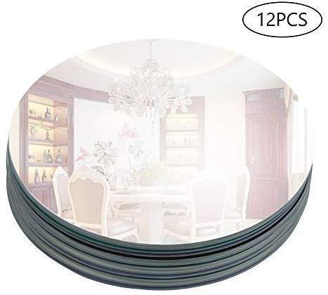 Murrey Home 12 Pack 12" Round Mirror Tray/Plate for Wedding, Christmas and Party Décor
