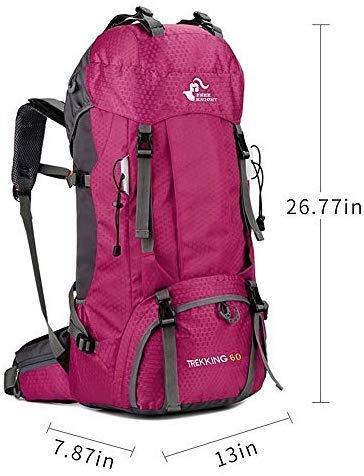 60L Waterproof Lightweight Hiking Backpack with Rain Cover,Outdoor Sport Travel Daypack for Climbing Camping Touring