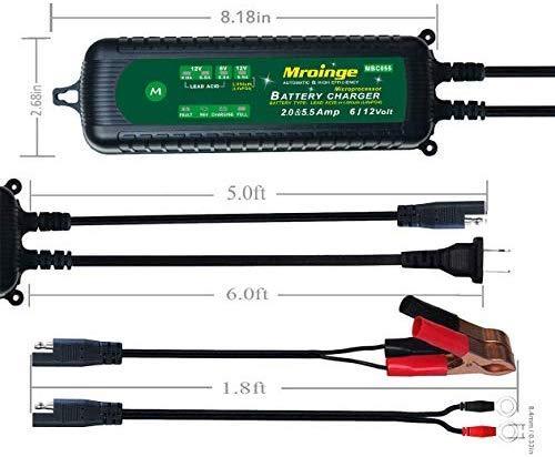 Mroinge MBC010 Automotive Trickle Maintainer 12V 1A Smart Automatic Charger for Car Motorcycle Boat Lawn Mower SLA ATV Wet Agm Gel Cell Lead Acid Batteries