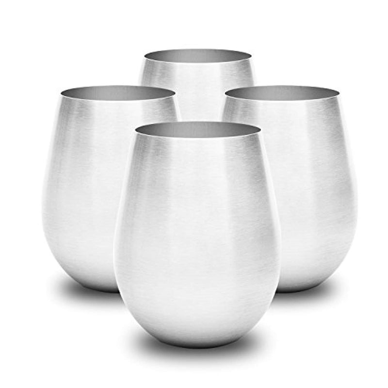Stainless Steel Wine Glass Set is Stylish & Sturdy, Unbreakable Wine Glass Won't Fog or Scratch. Stemless Wine Tumblers Make Great Travel Or Camping Wine Glasses. Perfect Gift, Easy To Clean Wine Cups
