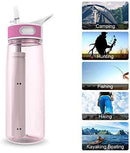 Water Bottle with Filter BOTTLED JOY 25oz BPA Free with Replaceable 2-Stage Water Filter Straw Hollow Fiber Membrane Reusable for Hiking Camping Backpacking Hunting Fishing Emergency Survival