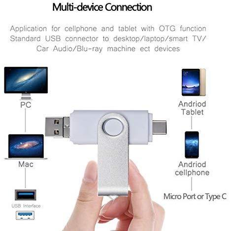 Android Flash Drive 64GB, ARETOP 3-in-1 Photo Stick for Android Phones (Both Micro and Type-C) Memory Stick Type C Micro USB Thumb Drive for Android 64gb Pen Drive