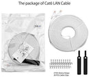 Lovicool CAT6 Ethernet Patch Cable 75ft White LAN Cable Flat Internet Computer Networking Cable High Speed Up to 10Gigabit Ethernet Cord with RJ45 Connector for Modem Switch Boxes Router PS4 Xbox 23m